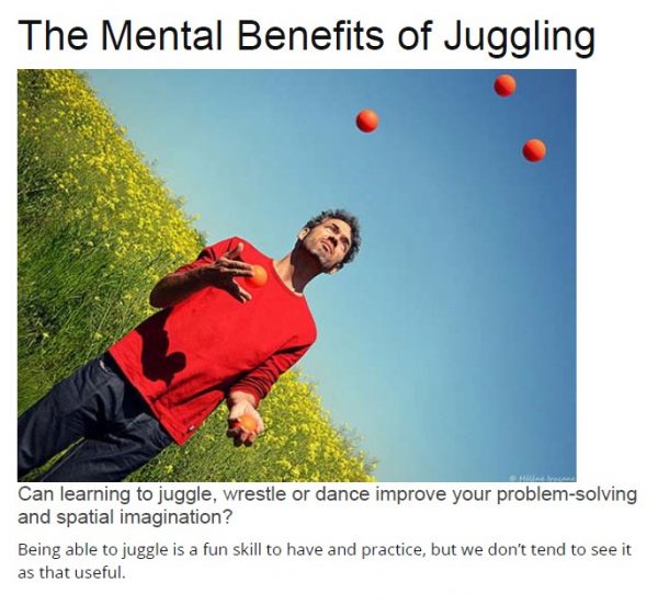 Juggling what is good for? Academic skills, learning, health and more